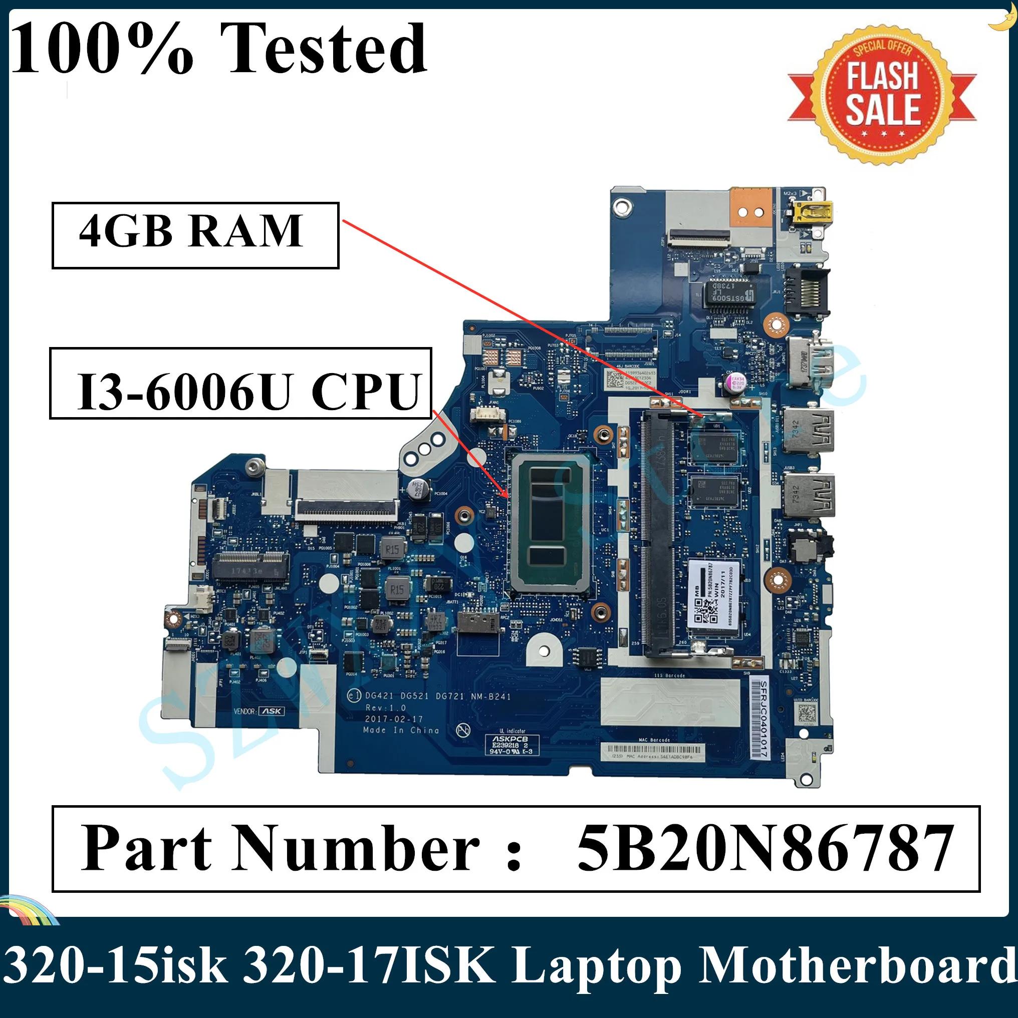   Ʈ  I3-6006u CPU, 4GB RAM, DDR4, 5B20N86787, DG721, NM-B241 100% ׽Ʈ Ϸ, 320-15isk 320-17ISK